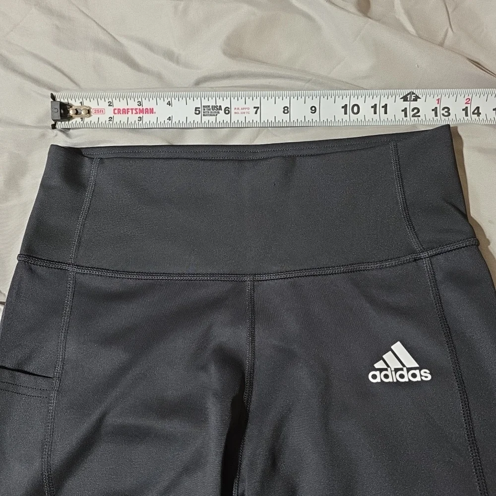 Adidas Leggings Women's Black Primegreen Aeroready Three Stripes Pocket Gym M - Picture 4 of 10